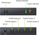 NÖRDIC Optisk S/PDIF Toslink 1 till 4 Splitter 192kHz