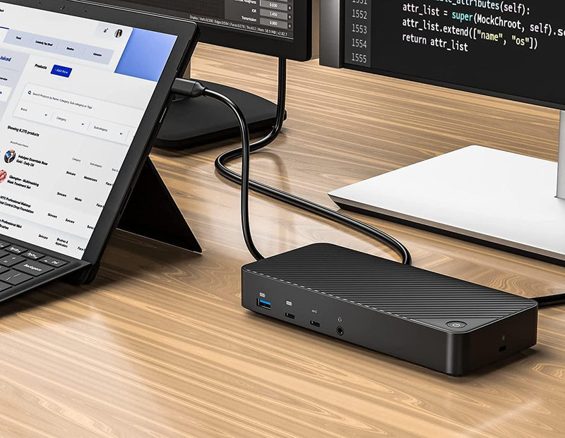 NÖRDIC DisplayLink USB-A & USB-C trippla monitorer Dockingstation 1 till 11 4K60Hz 2xUSB-C 3xUSB-A Mac M1 M2 Thunderbolt 3 & 4