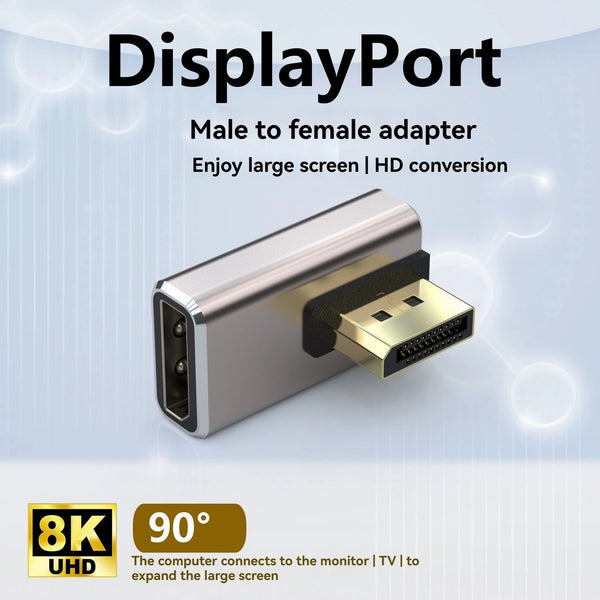 NÖRDIC Displayport-adapter hane till hona 8K60Hz 4K144/120/60Hz