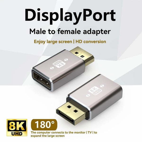 NÖRDIC Displayport-adapter hane till hona 8K60Hz 4K144/120/60Hz