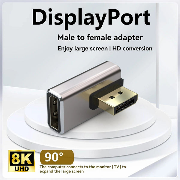 NÖRDIC Displayport-adapter hane till hona 8K60Hz 4K144/120/60Hz