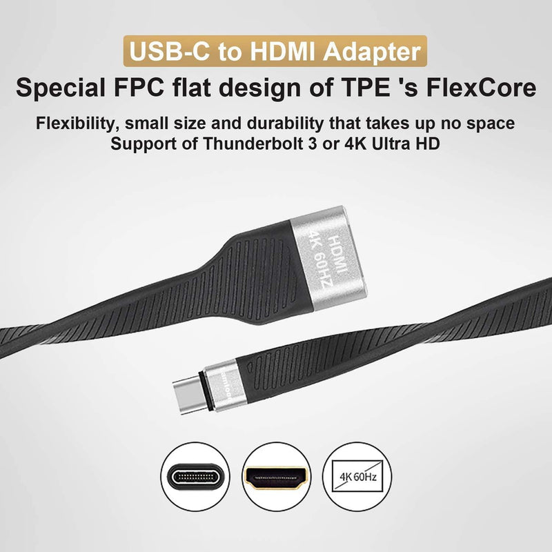 NÖRDIC Flat adapter USB-C till HDMI 4K60Hz 10cm