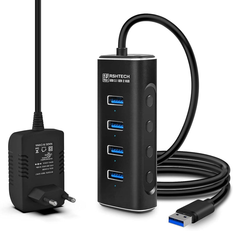 NÖRDIC Gen2 3.2 USB-A 4ports Powered Hubb 10Gbps 1m kabel individuell switch