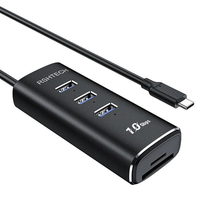 NÖRDIC Gen2 3.2 USB-C 3ports Hubb 10Gbps 1m kabel 3xUSB-A 1xSD 1xTF kortläsaare