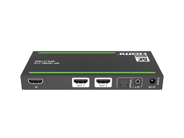 NÖRDIC 8K HDMI 2.1 Splitter 1 till 2 & Extraktor Optisk SPDIF & Stereo HDR EDID Dolby Atmos, True HD, Digital Plus, DTS-HD Master