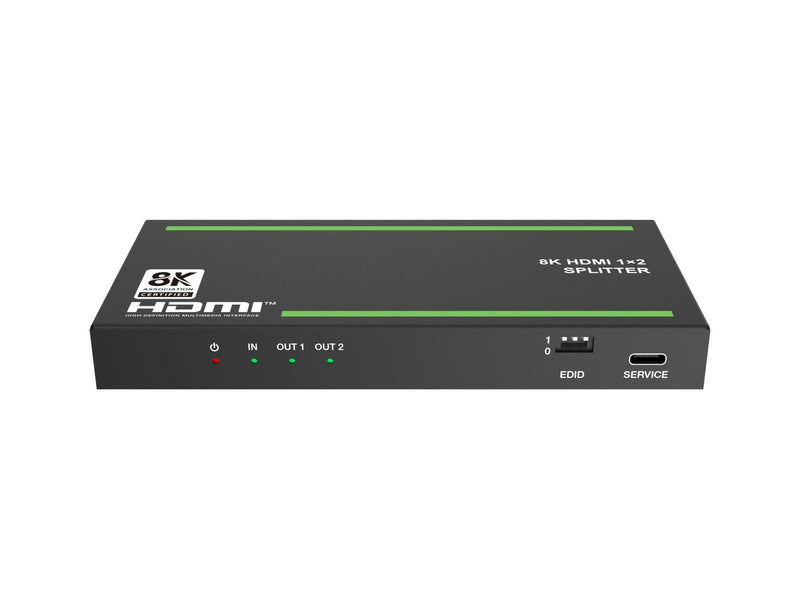 NÖRDIC 8K HDMI 2.1 Splitter 1 till 2 & Extraktor Optisk SPDIF & Stereo HDR EDID Dolby Atmos, True HD, Digital Plus, DTS-HD Master