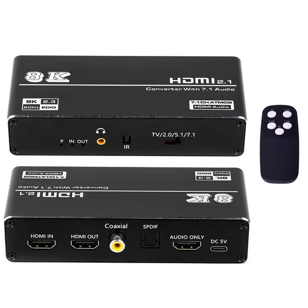 NÖRDIC HDMI 2.1 Extractor 8K 60Hz 4K 120Hz, 7.1 HDMI audio, S/PDIF, Coaxial, AUX