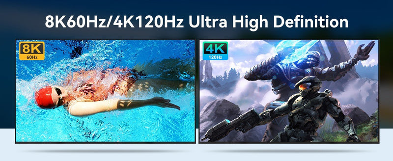 NÖRDIC HDMI 2.1 KVM-switch 2 datorer 3 skärmar 8K60Hz 4K144Hz Trippel skärm 4 USB 3.0 för 2 PC dela 3 skärmar