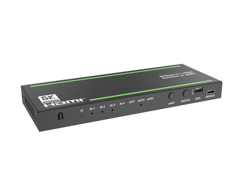 NÖRDIC 8K HDMI 2.1 eARC/ARC Switch och Extractor 4 till 1 Optisk SPDIF & Stereo CEC HDR Dolby Atmos, True HD, Digital Plus, DTS-HD Master