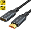 NÖRDIC HDMI 8K60Hz 4K 120Hz förlängningskabel hane till hona 20cm HDMI2.1 48Gbps