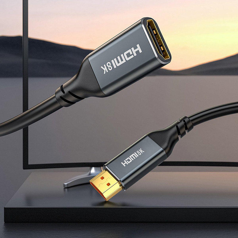 NÖRDIC HDMI 8K60Hz 4K 120Hz förlängningskabel hane till hona 20cm HDMI2.1 48Gbps