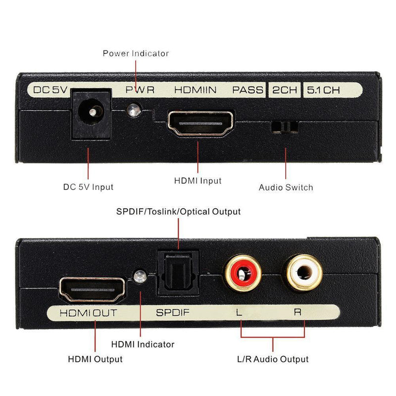 NÖRDIC HDMI Audio Extractor 1xHDMI ingång till 1xHDMI Full HD, 1xToslink och 2xRCA utgång