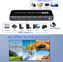 NÖRDIC HDMI Multi-Viewer 6 in 1 Out Sömlös Switcher 1080P HDMI HUB-switch för flera ingångar, splitter för flera skärmar