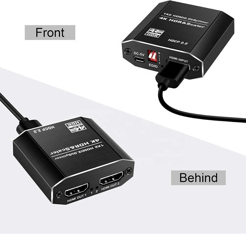 NÖRDIC HDMI Splitter 1 till 2 4K 60Hz HDCP2.2 18Gbps HDMI kablar i bilder ingår ej