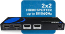 NÖRDIC HDMI Splitter 2 in 2 Out, 4K@120Hz, Dolby Vision Pass-Through, HDCP 2.3, Auto EDID Management