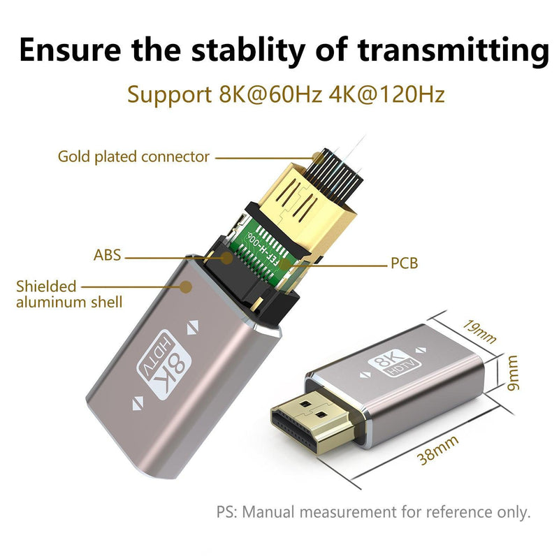 NÖRDIC HDMI adapter hane till hona 8K60Hz 4K120Hz Dynamisk HDR 48Gbps eARC