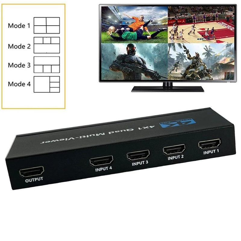 NÖRDIC HDMI scaler switch 4 till 1 med Multiviewer 4K30hz HDCP1.4