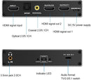 NÖRDIC HDMI splitter 1 till 2 med Audio Extractor 4K60Hz HDCP2.3 HDR10 Toslink SPDIF+Coaxial+3,5mm audio