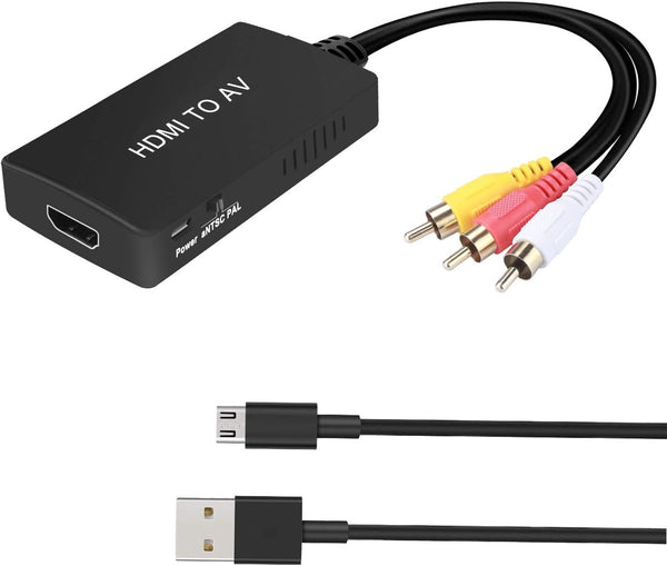 NÖRDIC HDMI till AV 3xRCA CVBS kompositvideo adapter med ljud, upplösning upp till 1080p 1m