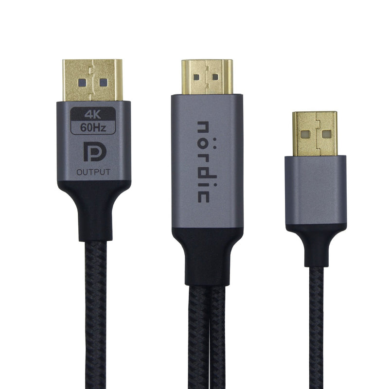 NÖRDIC HDMI till Displayport kabel 1m 4K60Hz 18Gbps