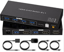NÖRDIC KVM Switch 2 till 1 HDMI 2.0 4K60Hz för PC, Xbox, PS5 och bärbar med 4xUSB 3.0 portar