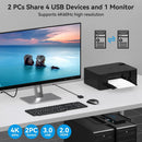 NÖRDIC KVM Switch 2 till 1 HDMI 2.0 4K60Hz för PC, Xbox, PS5 och bärbar med 4xUSB 3.0 portar