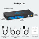 NÖRDIC KVM Switch 2 till 1 HDMI 2.0 4K60Hz för PC, Xbox, PS5 och bärbar med 4xUSB 3.0 portar
