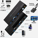 NÖRDIC KVM Switch 2 till 1 HDMI 2.0 4K60Hz för PC, Xbox, PS5 och bärbar med 4xUSB 3.0 portar