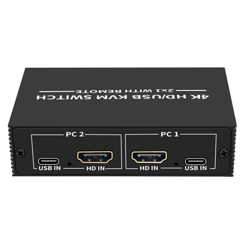 NÖRDIC KVM Switch 2 till 1 HDMI 2.0 4K60Hz för PC, Xbox, PS5 och bärbar med 4xUSB portar