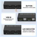 NÖRDIC KVM Switch 2 till 1 HDMI 2.0 4K60Hz för PC, Xbox, PS5 och bärbar med 3xUSB portar