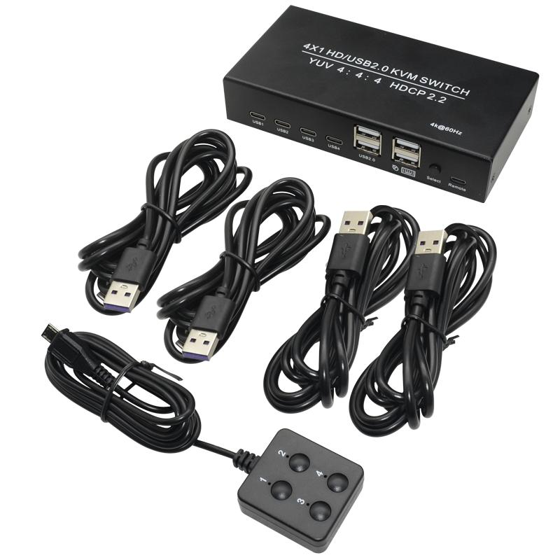 NÖRDIC KVM Switch 4 PC till 1 HDMI 4K 60Hz och 4xUSB HDCP 2.2