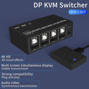 NÖRDIC KVM Switch 4 PC till 1 DisplayPort 1.2 4K 60Hz och 4x USB HDCP 2.2