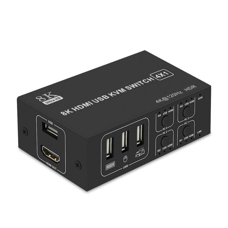 NÖRDIC KVM Switch 4 PC till 1xHDMI 8K60Hz och 4xUSB HDCP 2.2 för Xbox, PS5, Laptop