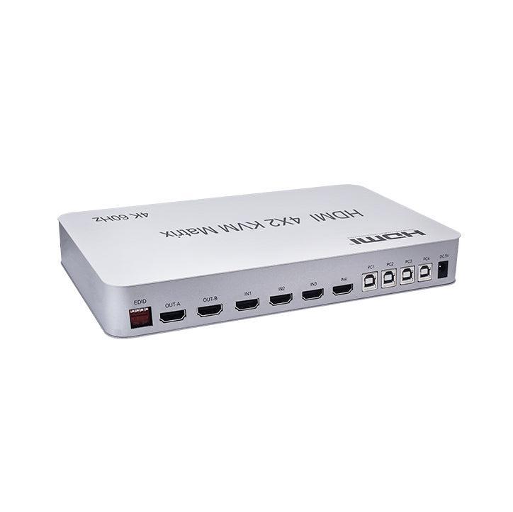 NÖRDIC KVM Switch 4xPC till 2xHDMI 4K 60Hz 3D Stereo Audio och S/PDIF