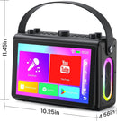NÖRDIC Karaoke-maskin, inbyggd 10,1" HD-lyricsskärm, stöd för WiFi, Bluetooth, HDMI, USB och MicroSD, med 2 trådlösa mikrofoner för hemmafest
