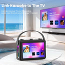 NÖRDIC Karaoke-maskin, inbyggd 10,1" HD-lyricsskärm, stöd för WiFi, Bluetooth, HDMI, USB och MicroSD, med 2 trådlösa mikrofoner för hemmafest