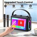 NÖRDIC Karaoke-maskin, inbyggd 10,1" HD-lyricsskärm, stöd för WiFi, Bluetooth, HDMI, USB och MicroSD, med 2 trådlösa mikrofoner för hemmafest