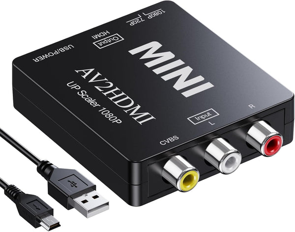 NÖRDIC Kompositvideo AV till HDMI adapter 3XRCA AV och CVBS omvandlare 1080p i 60Hz PAL och NTSC