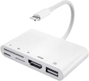 NÖRDIC Lightning adapter 1 till 5 portar 1xHDMI 1x USB A 3,1 1x Lightning för laddning 1xTF och 1xSD kortläsare