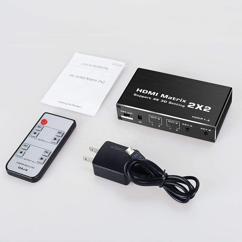 NÖRDIC Matrix HDMI switch 2 till 2 HDMI 2.0 4K 60Hz HDCP1.4 3D YUV 4:2:0