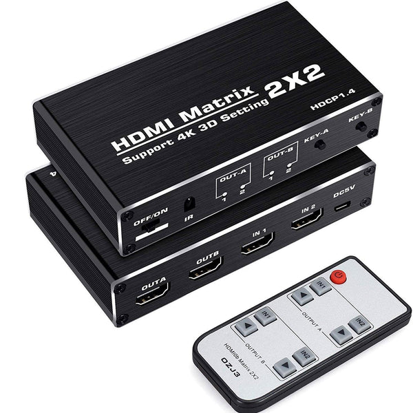 NÖRDIC Matrix HDMI switch 2 till 2 HDMI 2.0 4K 60Hz HDCP1.4 3D YUV 4:2:0