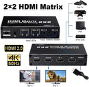 NÖRDIC Matrix HDMI switch 2 till 2 HDMI 2.0 4K 60Hz HDCP1.4 3D YUV 4:2:0