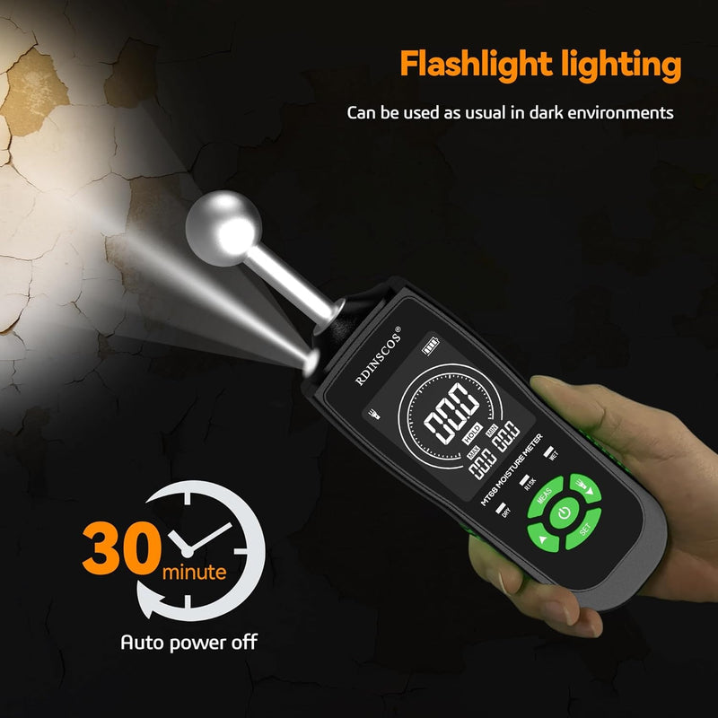 NÖRDIC Fuktmätare med inbyggd lampa för fuktmätning av trä, väggar, tak, golv, husbilar