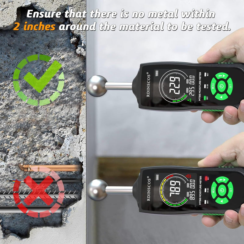 NÖRDIC Fuktmätare med inbyggd lampa för fuktmätning av trä, väggar, tak, golv, husbilar