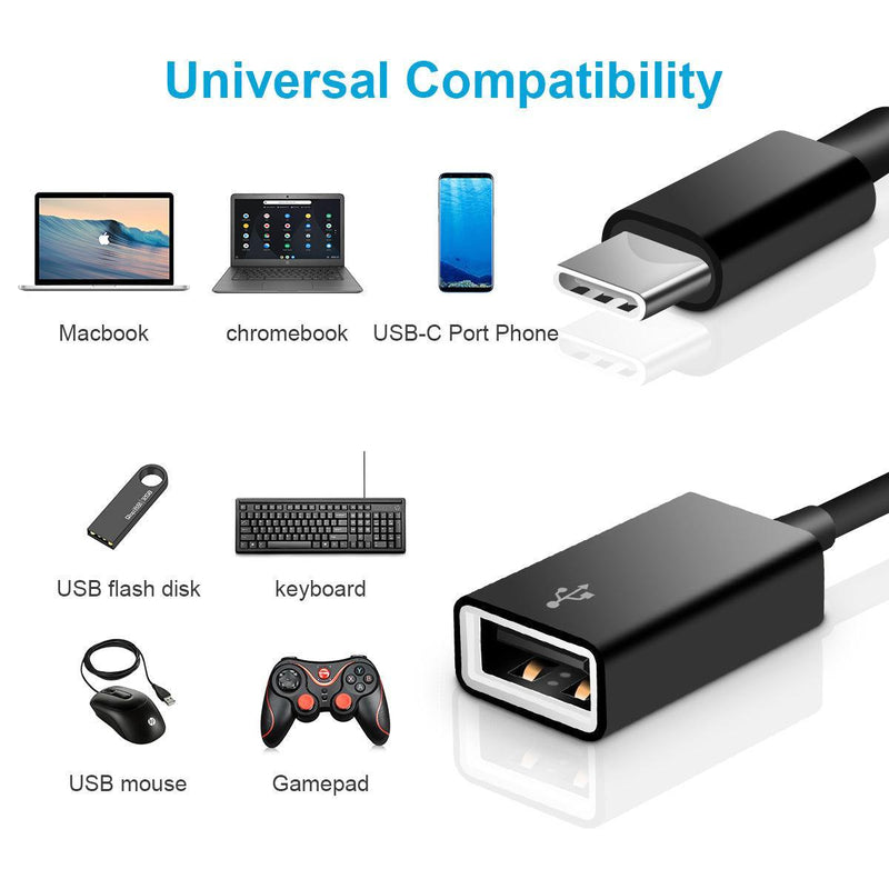 NÖRDIC OTG USB-A 3.1 till USBC adapter aluminium 10cm svart USB-C OTG Kabel