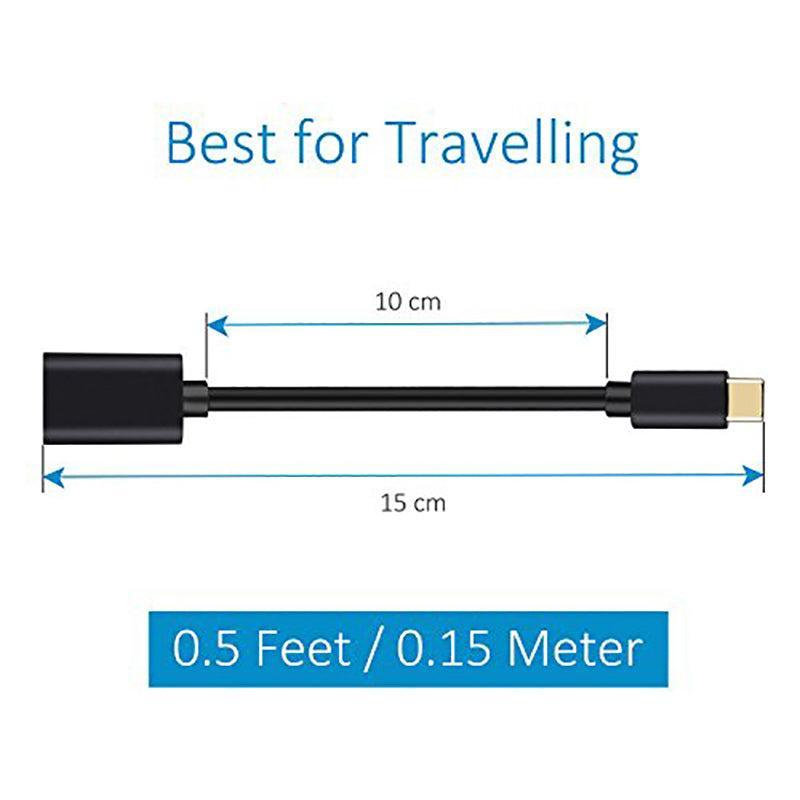 NÖRDIC OTG USB-A 3.1 till USBC adapter aluminium 10cm svart USB-C OTG Kabel