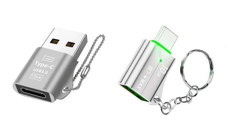 NÖRDIC OTG USB adapterkit USB-C hona till USB-A hane och USB-C hane till USB-A hona Silver