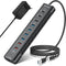 NÖRDIC Powered 10port USB-C & A Hubb, 3x10G USB-A och USB-C USB3.2 GEN2, 4x5G USB-A USB3.2 GEN1, 1xUSB-C 20W PD, 2xUSB-A laddning med individuell switch