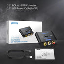 NÖRDIC RCA AV to HDMI Converter 16:9/4:3 1080P  for Wii/PS1/PS2/N64/X-box/DVD/VCR,Mini Composite CVBS Video Audio Converter Supports PAL,NTSC