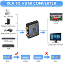 NÖRDIC RCA AV to HDMI Converter 16:9/4:3 1080P  for Wii/PS1/PS2/N64/X-box/DVD/VCR,Mini Composite CVBS Video Audio Converter Supports PAL,NTSC